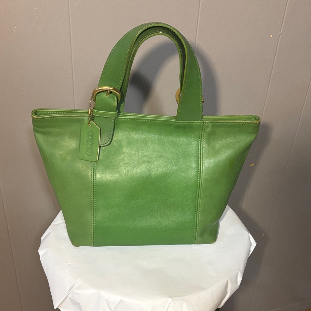Vintage Coach Green Waverly Tote Bag
